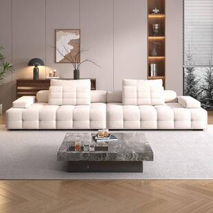 艺高档伦斯沙发奶油风客出租QGS房直排厅布豆腐块劳劳伦斯沙发