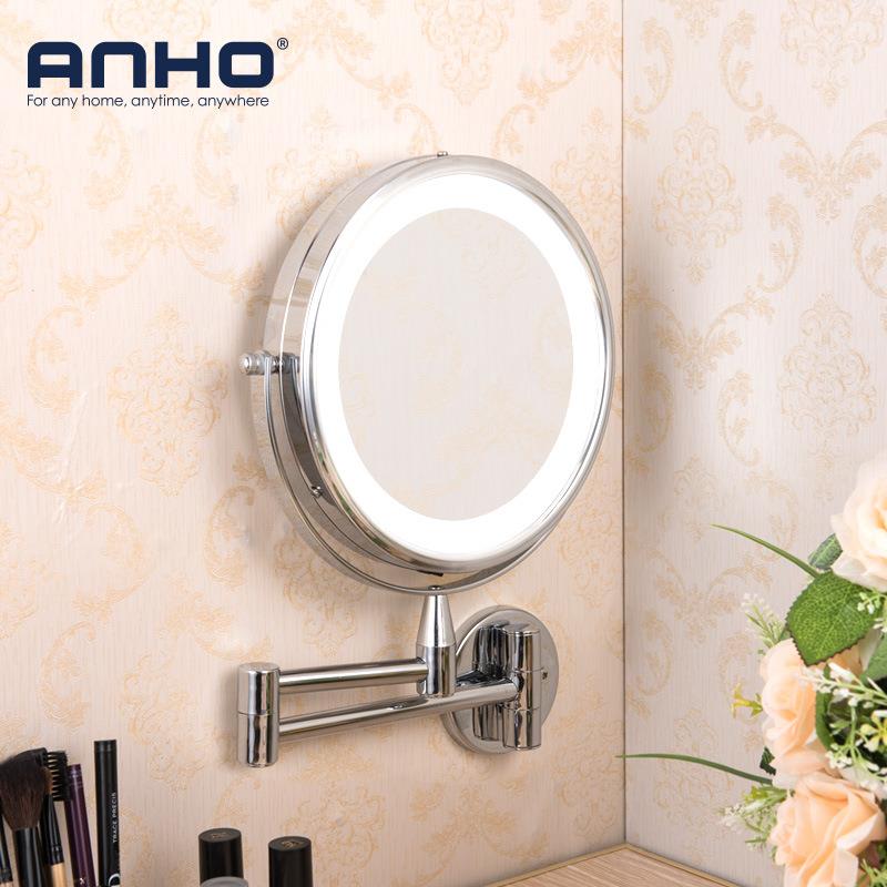 境跨浴室卫生间挂带墙缩伸L32ED化妆镜灯镜子高清双面镜5XLED灯镜