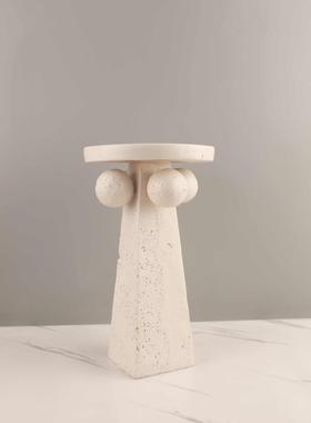 现代简约洞石纹仿高脚球托树脂摆盘件客厅玄关电视柜1527家居装饰