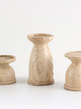 现代中新FEV式蜡台复古仿实木客饰品民宿样板间玄关餐厅厅美烛式