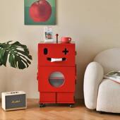 简约创意艺术机器人移动边柜客厅沙发亮面肤感床头柜收纳储装 饰柜