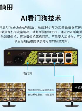 UBV10口千兆PoE供电交换机8+2千兆率大功换兼机容海康交P1210SG