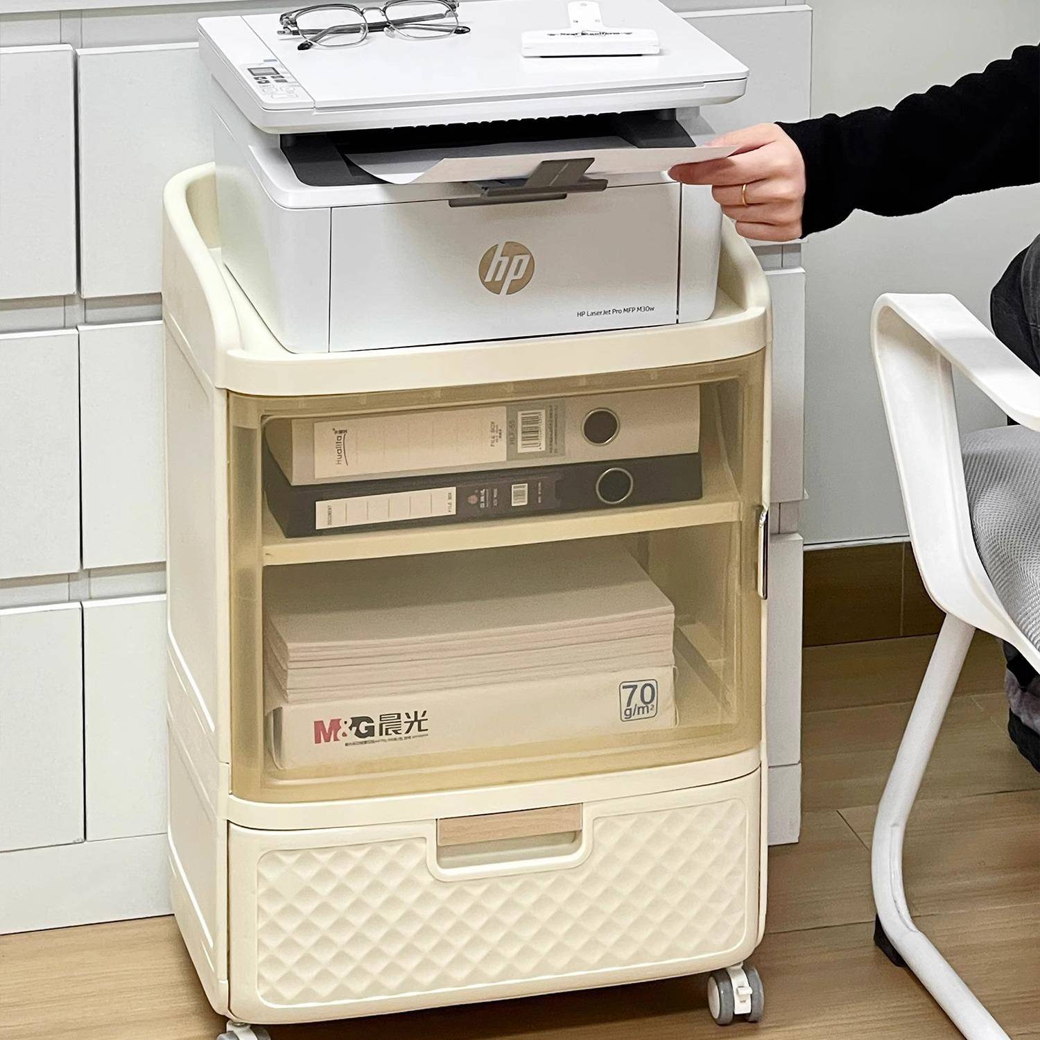 公室打印机置物办架落地可纳移动HNV小推车文件收架工位层储多物