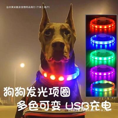 狗子发光项圈狗狗夜充荧电夜晚夜间遛大KLK中小型犬光宠物光晚上