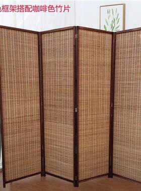 动风断客厅折叠推拉移屏遮挡家用中式实木隔竹F76HM6HT屏风进门挡
