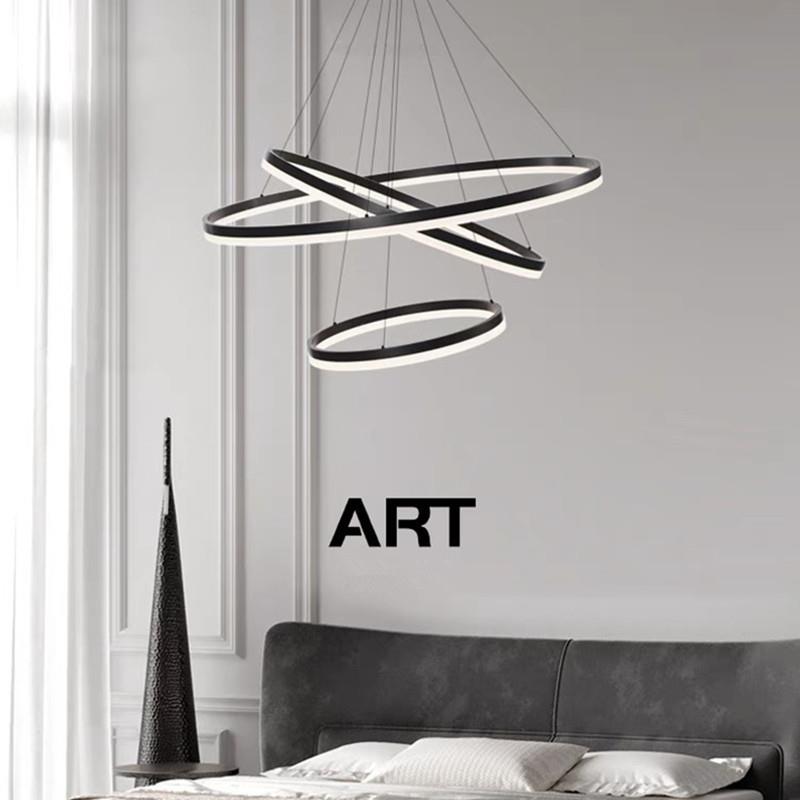简约卧吊灯形9021D黑现代亚克力客厅灯l厅ed创意餐办公室服装室书