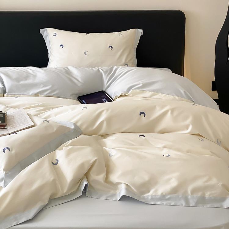 202刺5新款小清新月亮绣被100支绒棉四件套纯棉贡YLS-2024长缎套