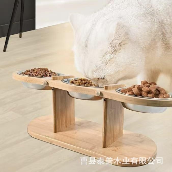 竹制猫碗架宠物陶瓷具锈钢狗猫碗双碗分类宠物碗猫狗食宠不56物碗图片