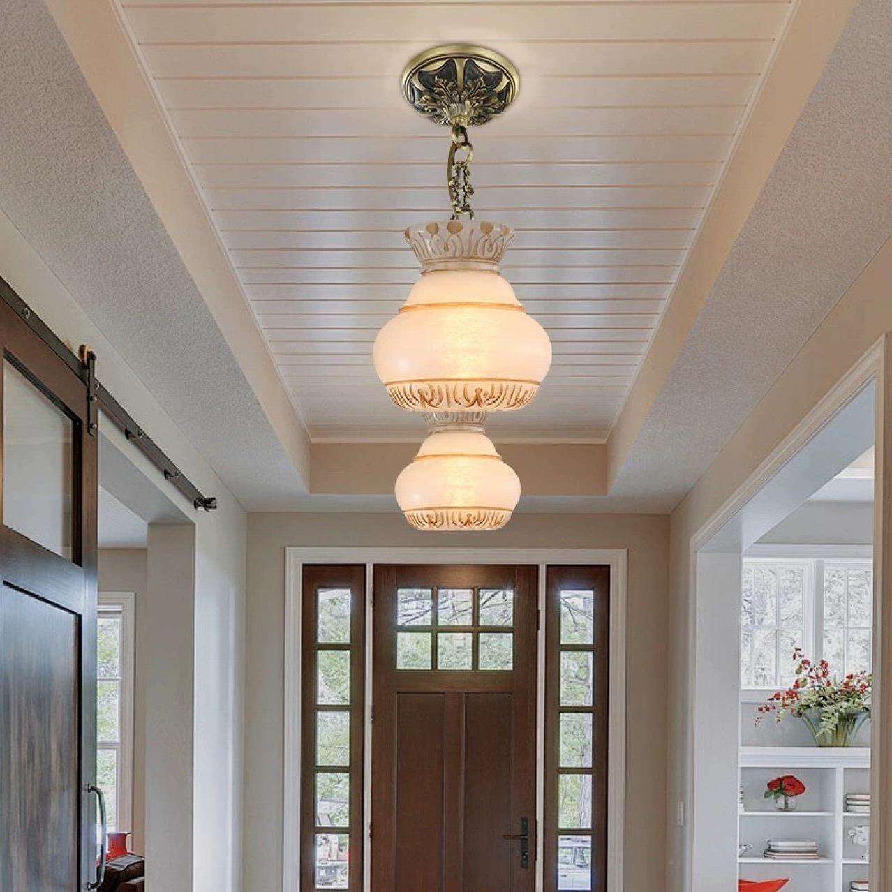 玄欧式美卧室书45房吧台全铜云石吊灯过道关阳台吸灯式具H816顶9