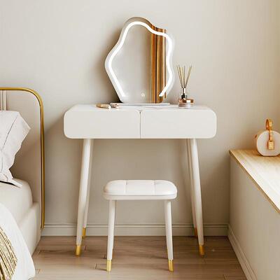 岩板化易桌出租小户型简床边可房DAK调节妆云朵化妆镜双抽置物梳