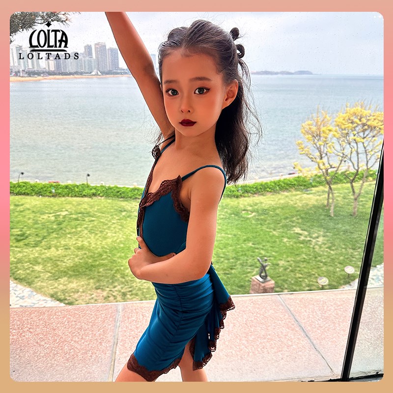 洛利塔儿童拉丁舞演出套装专业表演服夏季女童P网红拉丁舞裙练功