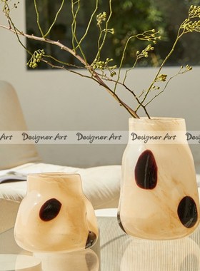 现代轻奢样板间风高级感玻璃圆点花瓶客厅软装高档摆件创意插花器