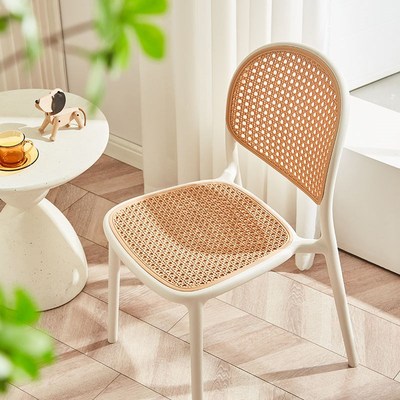 塑料椅子家用餐椅客厅喝茶藤编椅茶桌凳子靠背加厚结实耐用餐桌椅