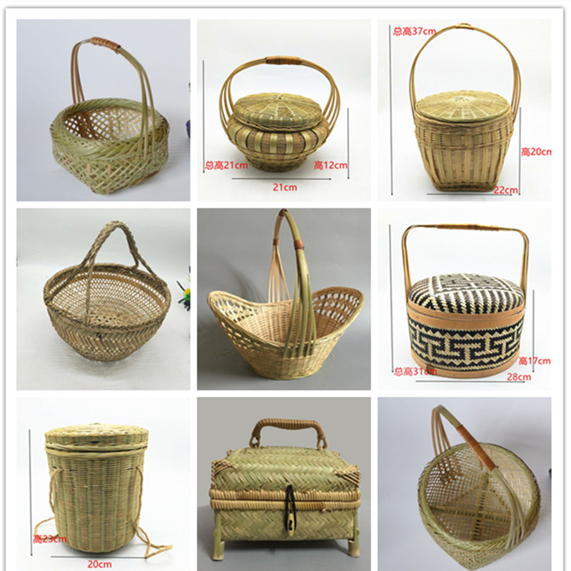 竹篮子 手工竹编篮 手提篮 菜蓝 收纳篮 水果篮 鸡蛋篮子款式多样