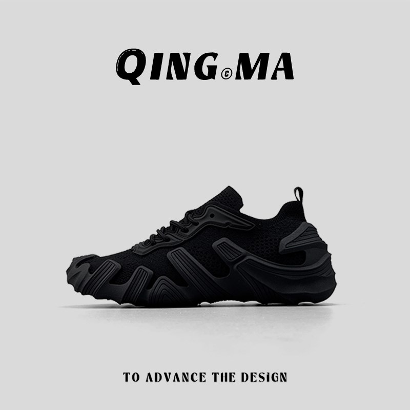 外贸男鞋夏季网面透气飞织网鞋男士百搭运动鞋厚底户外时尚袜子鞋