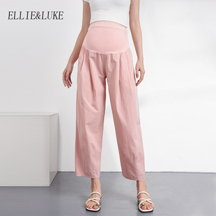 外穿2023新款 纯棉夏装 大码 孕妇裤 夏款 薄款 冰丝托腹阔腿长裤 女 夏季