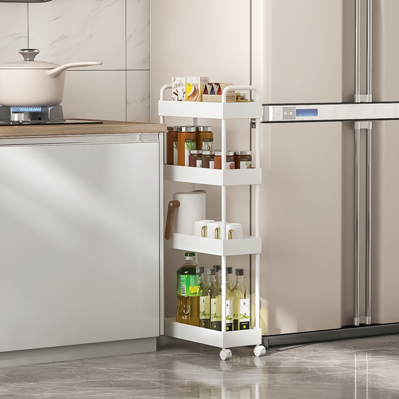 全金属夹缝置物架厨房冰箱缝隙收纳柜窄小推车可移动卫生间储物柜