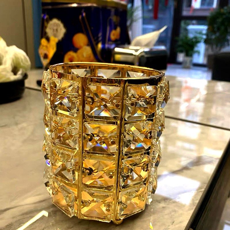 收纳玻璃笔筒桌面梳妆台眉笔彩妆大容量水晶化妆刷收纳筒刷具收纳