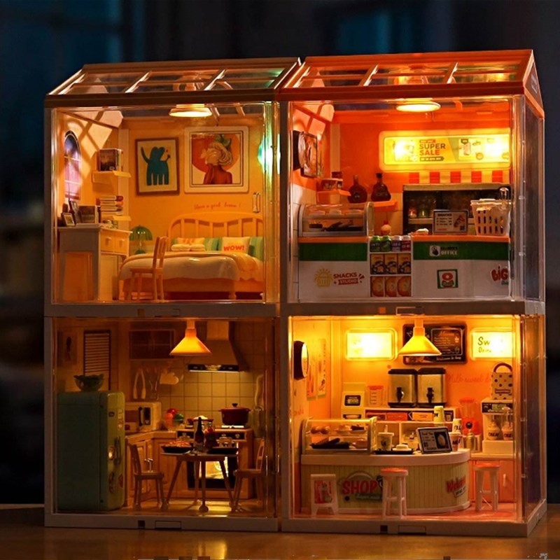 diy小屋别墅手工拼装迷你小房子模型超级世界积木玩具生日礼物女