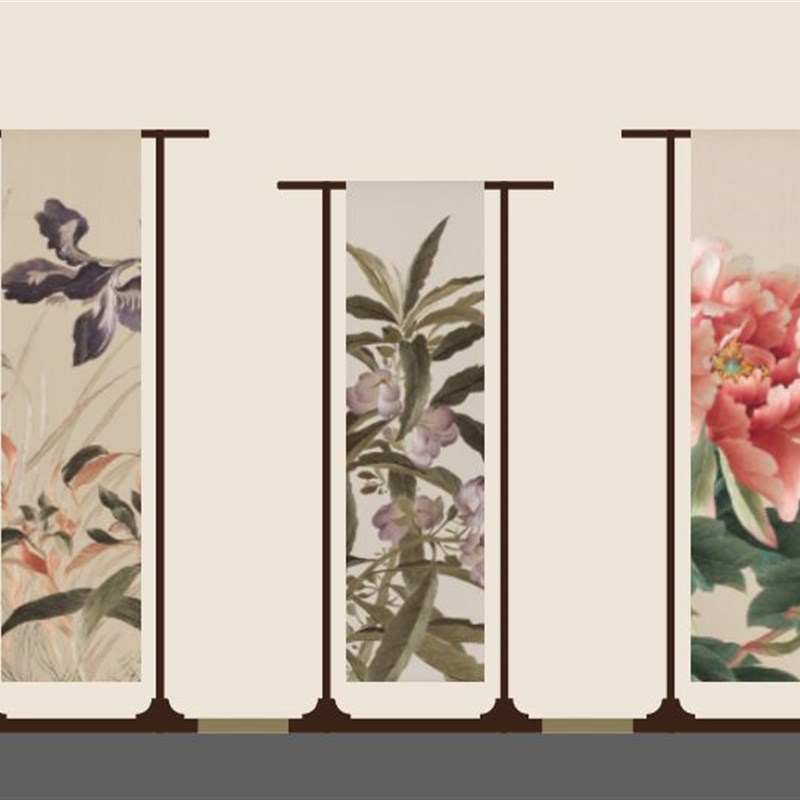 字画展示架结婚海报架画展落地架实木陈列架子新中式简易高低组合