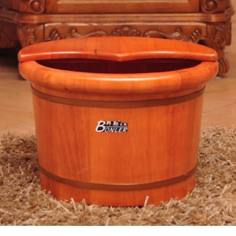 加厚橡木a26高足浴桶带盖泡脚木桶洗脚盆木盆泡脚盆深桶足浴盆橡