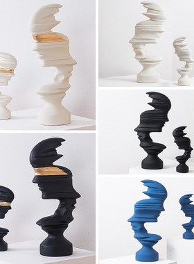 北欧抽象黑白人物雕塑摆件酒店别墅样板间酒柜玄关走廊过道装饰品