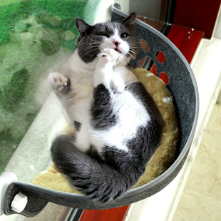 猫咪猫窝窗户吊床毛o毡猫窝挂床落地窗I吸K盘空中别墅宠物窝玻璃
