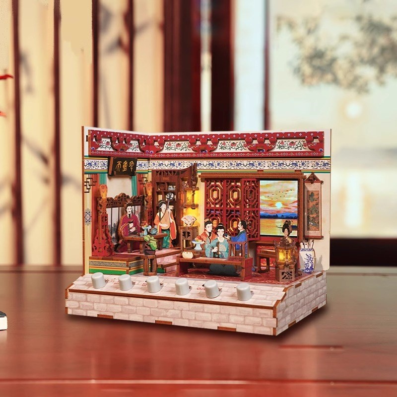 拼装情景小屋滕王阁积木玩具益智diy手工文创礼物V桌面摆件送女生