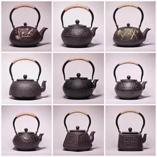 生铁茶壶茶艺壶软软装 手工铸铁壶新中式 修摆件复古家用烧水壶铁瓶
