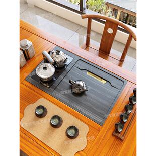 嵌入式茶台烧水壶一体茶盘石盘定制茶桌石板面大理石茶台面板内嵌