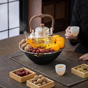 家用大容量烧水壶 蒸汽煮茶壶玻璃泡茶壶电陶炉围炉煮茶器茶具套装