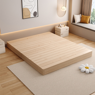 硬床板实木床垫定制防潮排骨架折叠床架矮床阳台榻榻米满铺地台床