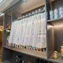 竖条纹彩条纱帘柜类遮挡帘布艺半帘书柜防尘帘遮丑帘门帘装 饰帘穿