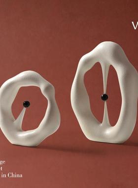 梵其北欧灰色创意抽象几何陶瓷摆件样板间客厅桌面工艺装饰品摆设