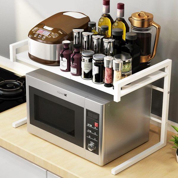 厨房置物架落地式台面多层可伸缩微波炉架放锅烤箱电饭煲收纳架子