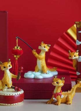 创意可爱国潮生肖中国龙公仔小摆件客厅办公室桌面卡通摆设装饰品