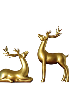 极速现代轻奢招财鹿摆件创意玄关书E柜客厅酒柜家居装饰品乔迁新