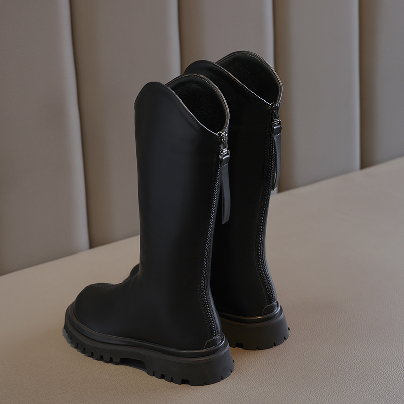 极速女童鞋儿童i马丁靴长靴子2023秋冬季新款长筒高筒皮靴加绒公