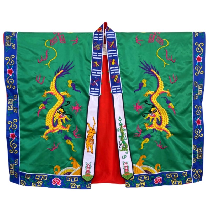 极速龙虎山d高功法衣双龙衣绿色九龙降衣男女道服经衣道士道袍长