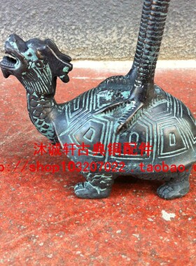 新品仿古铜配件一j对中式纯铜龟鹤烛台龙龟仙鹤鳌头书房桌面家居