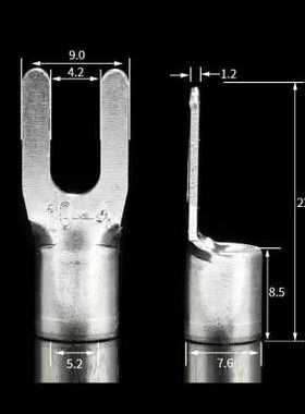 极速UT叉型裸端头UT10-4 vY型接线端子 U型铜端子黄铜镀银 1000只