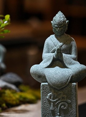 极速仿真孙悟空摆k件园艺假山盆景鱼缸造景装饰客厅茶桌大圣工艺