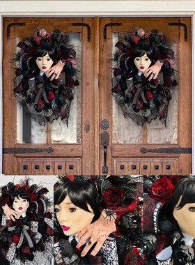 极速40CM Autuimn Halloween Wreath Black Wreath Halloween Hor