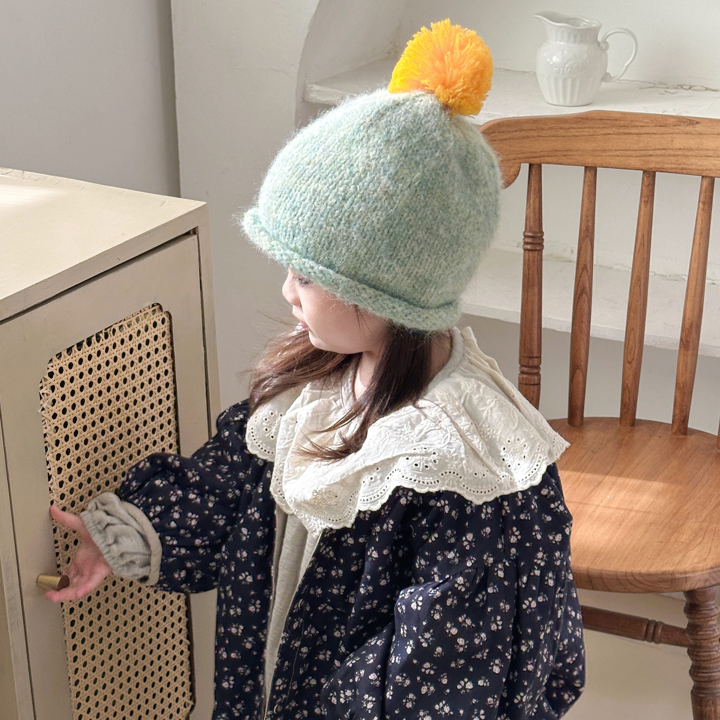 韩国色系儿童帽子保暖护耳女童针织毛线帽可爱奶嘴瓜皮地主帽冬