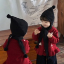 宝宝帽子围巾一体时髦洋气男童女孩护耳帽儿童针织毛线帽尖尖帽