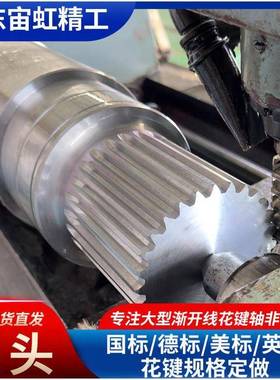 销售纸箱机械传动链轮花键套渐开线齿轮轴大模数花键铣铣齿花键轴