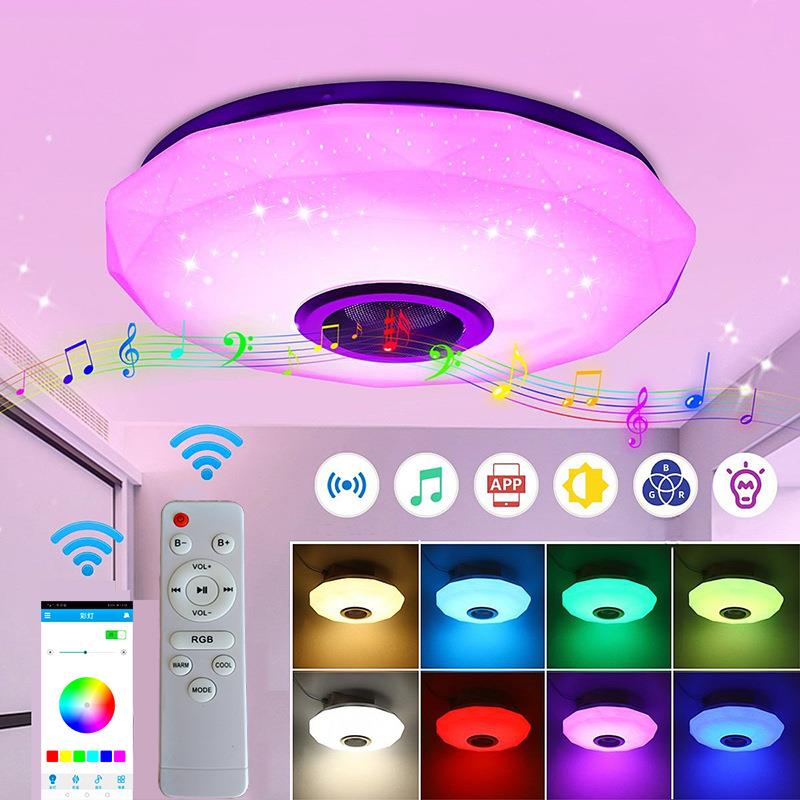 跨境蓝牙音乐吸顶灯LED七彩遥控无极调光手机APPRGB