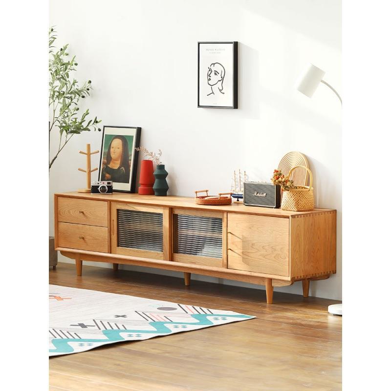 北欧实木电视柜日式原木客厅地柜樱桃木视听柜小户型现代简约