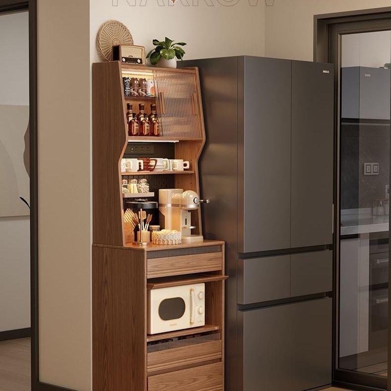 实木餐边柜小户型高柜厨房靠墙一体储物柜置物柜窄边型茶水柜