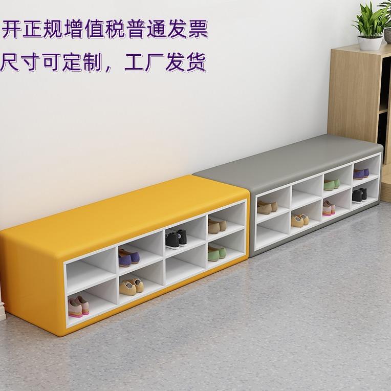 幼儿园游乐场软包鞋柜长条软包早教中心鞋架儿童坐换鞋凳柜舞蹈室
